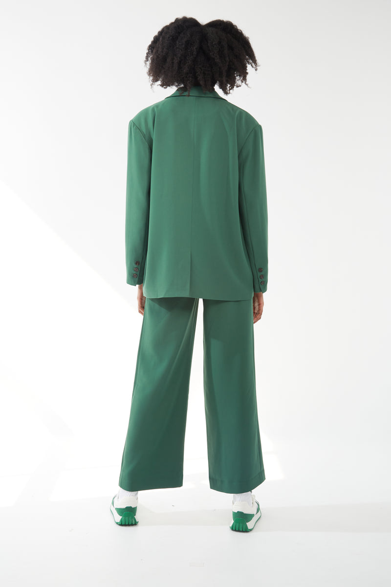 Pleated Wide Leg Trousers - Emerald