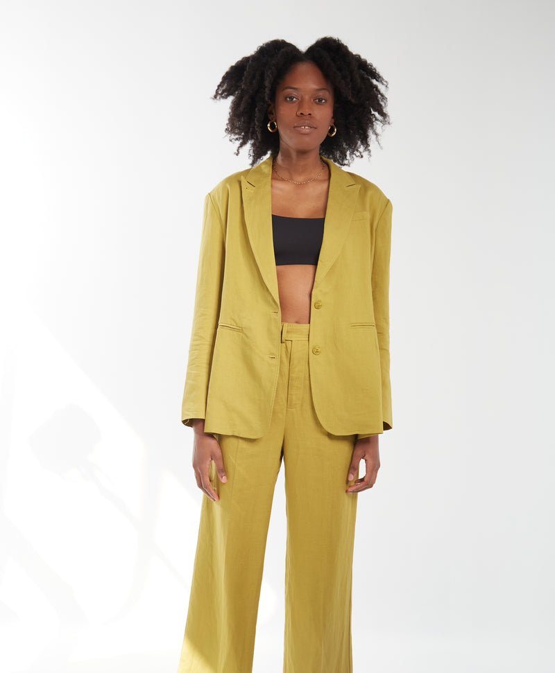 Linen Blend Blazer - Key Lime