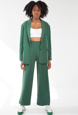 Pleated Wide Leg Trousers - Emerald