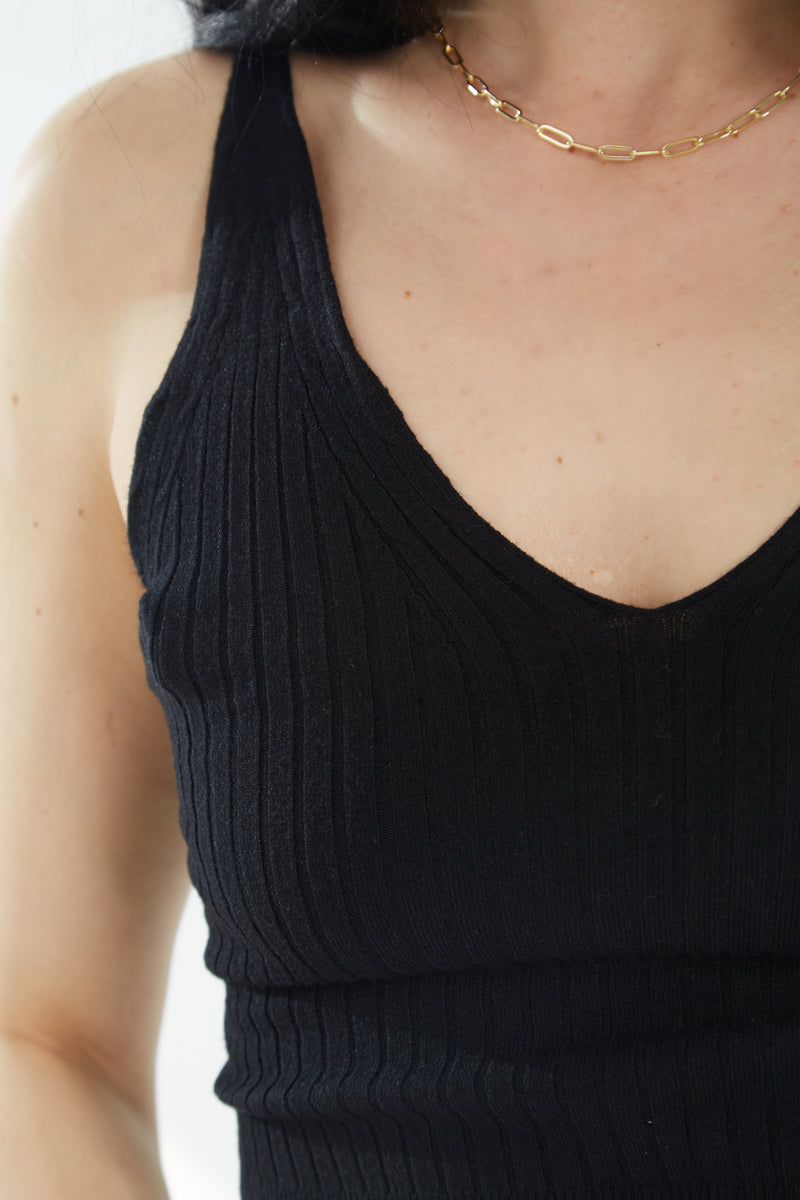 Ribbed Knit Tank - Onyx