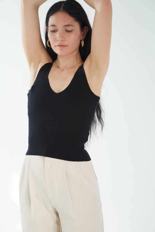 Ribbed Knit Tank - Onyx