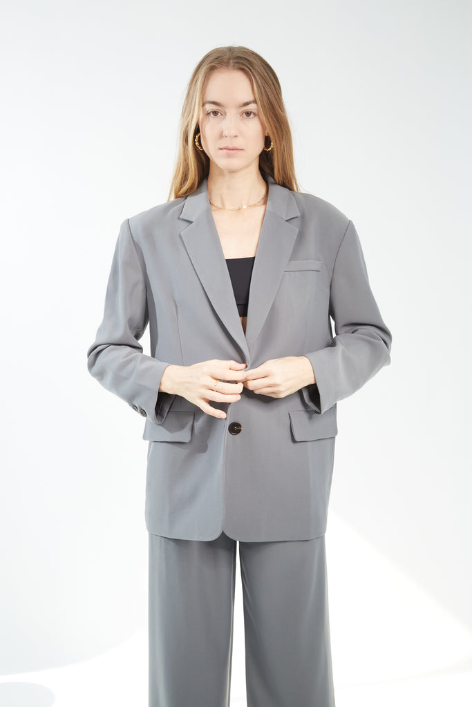 Oversized Structure Blazer - Steel Grey – Moonynyc