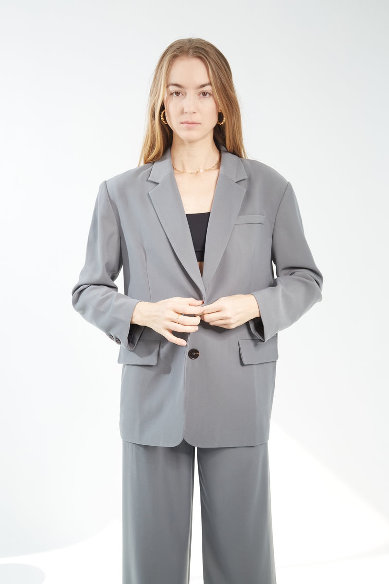 Oversized Structure Blazer - Steel Grey