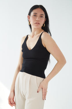 Ribbed Knit Tank - Onyx